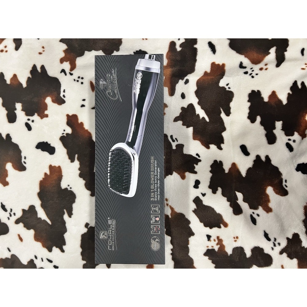 Royale 3 in 1 Blower Brush Static Free Hair Dryer, Styler, Detangler Black NOB